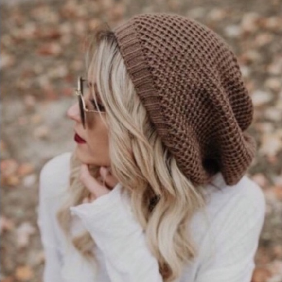 WILA Accessories - Fall slouchy waffle knit beanie brown mocha